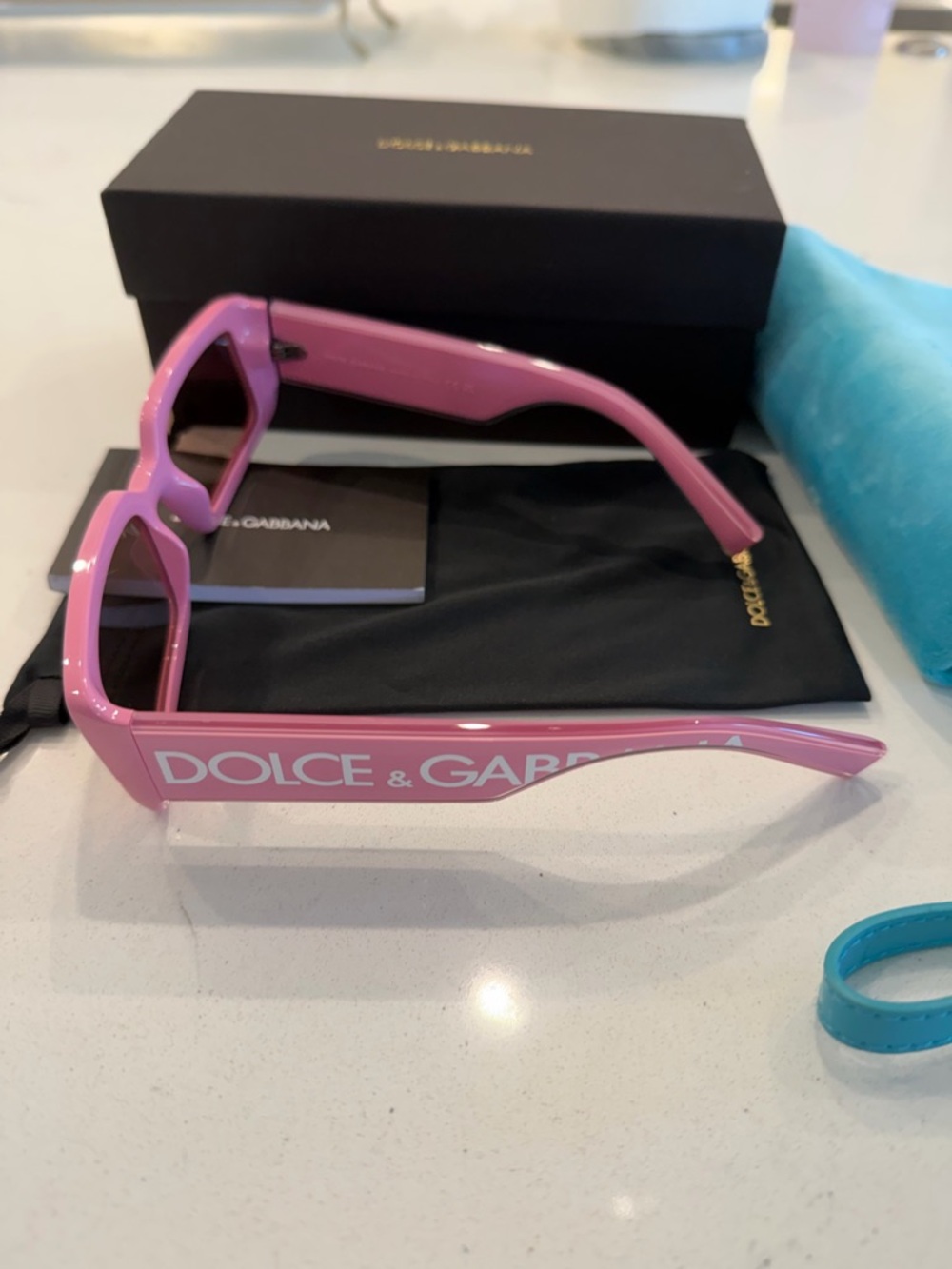 Dolce & Gabbana Pink Logo Frame Sunglasses